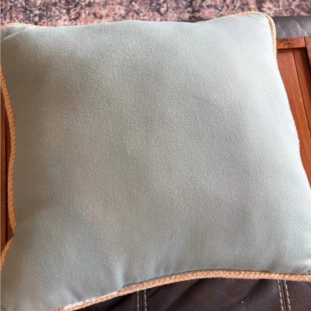Coastal Shorebird Embroidered Accent Pillow in Cream and Brown
